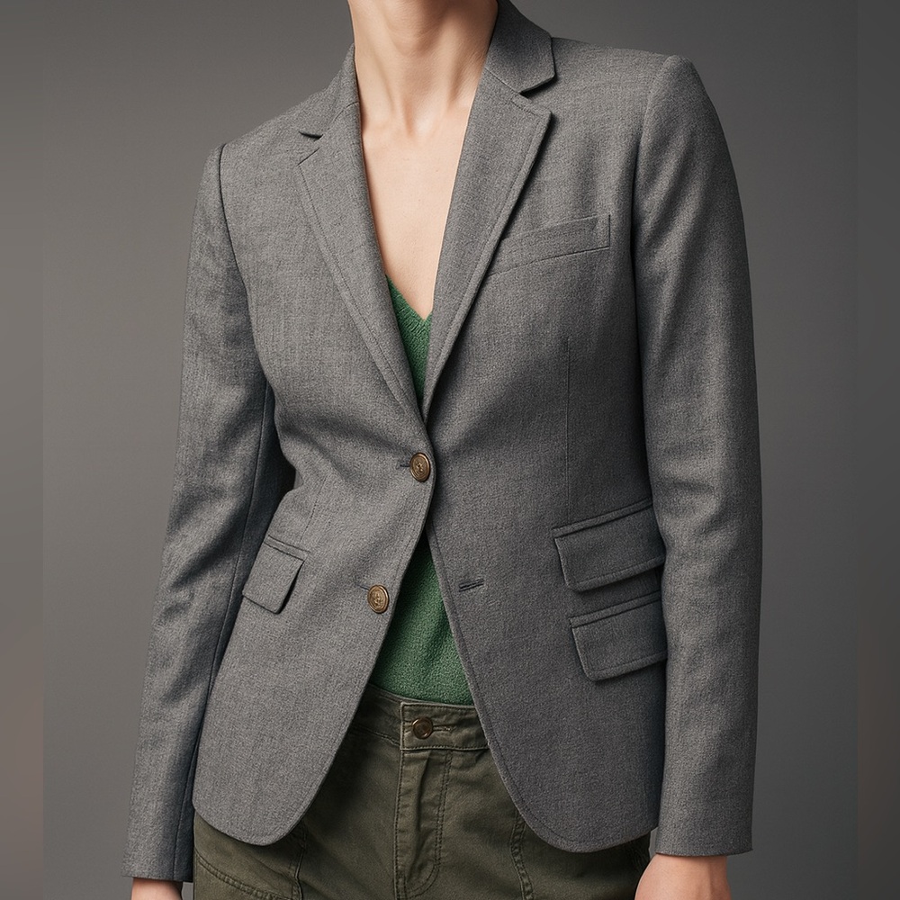 J. Crew Schoolboy Gray Fitted Lined Office Siren Preppy Academia Blazer Sz 2